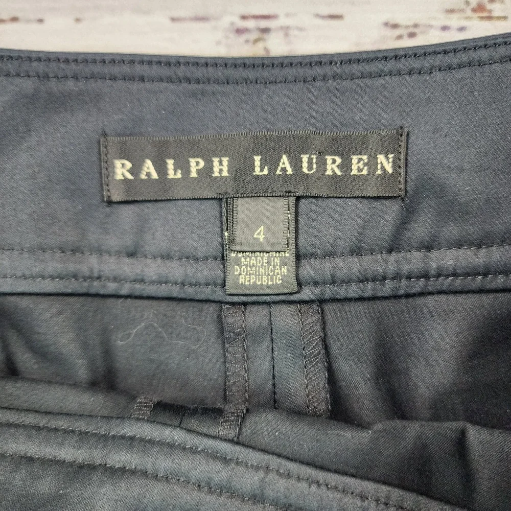 Ralph Lauren Black Label Pants Womens 4 Black Stretch Cotton Side Zip Skinny